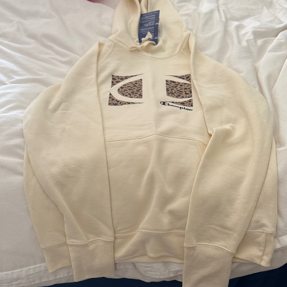Champion Beige Hoodie with Animal Print Logo